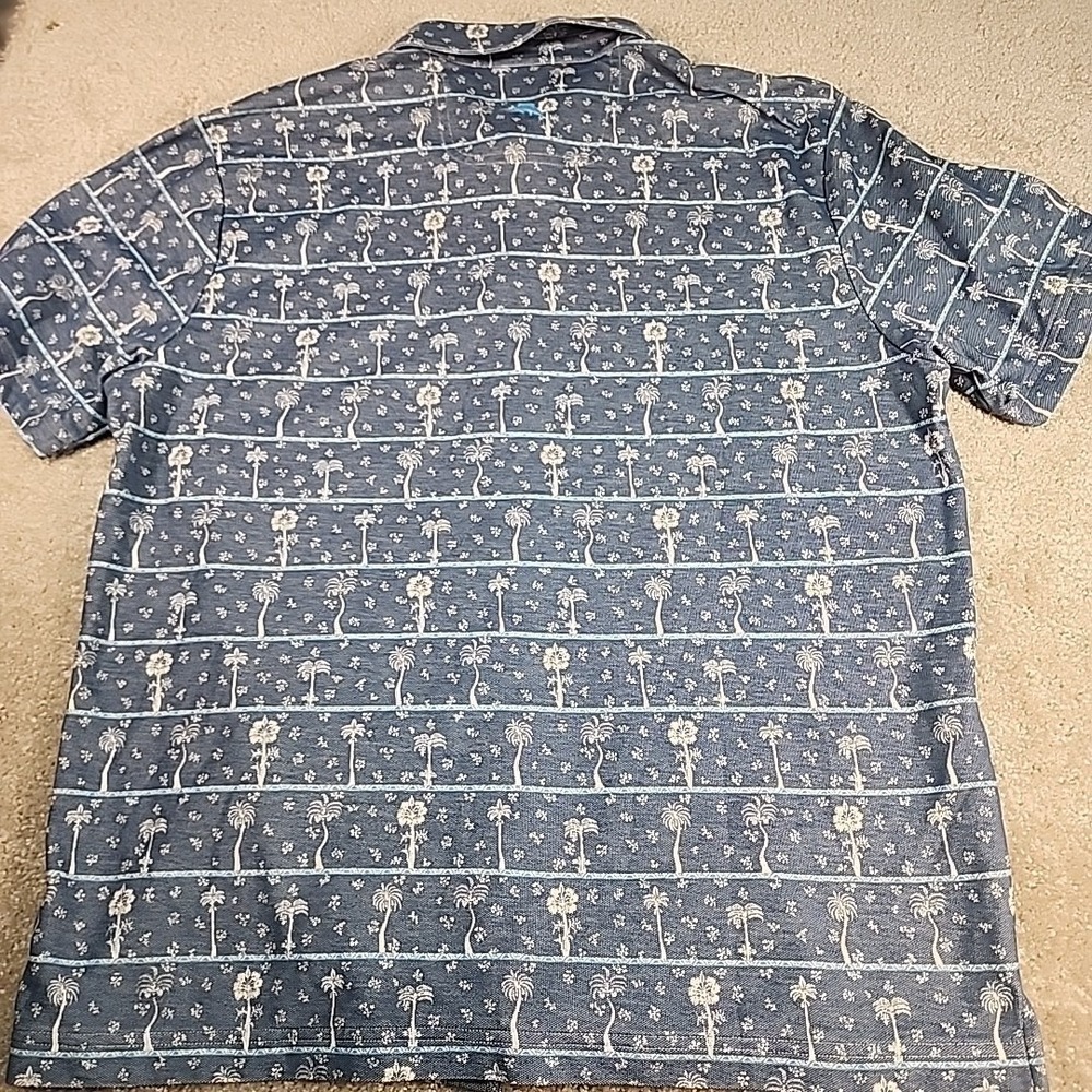 Tommy Bahama IslandZone Mens Large Blue Palm Tree Stripe Supima Cotton Shirt - Picture 8 of 8